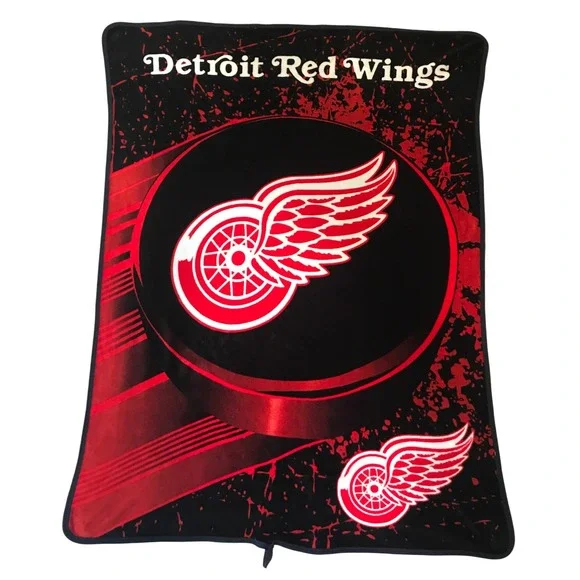 Detroit Red Wings Fleece Blanket Throw NHL Hockey‎ Puck Logo 60x48