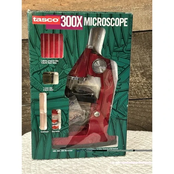 Vintage New TASCO 300X Microscope Kit In Box NOS Student Kids