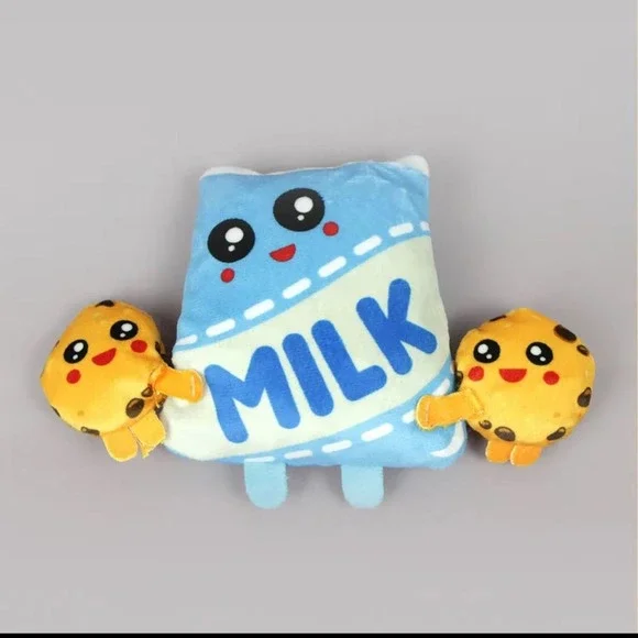 Puppy & Cat Squeaky Plush Milk Pattern Interactive Toy