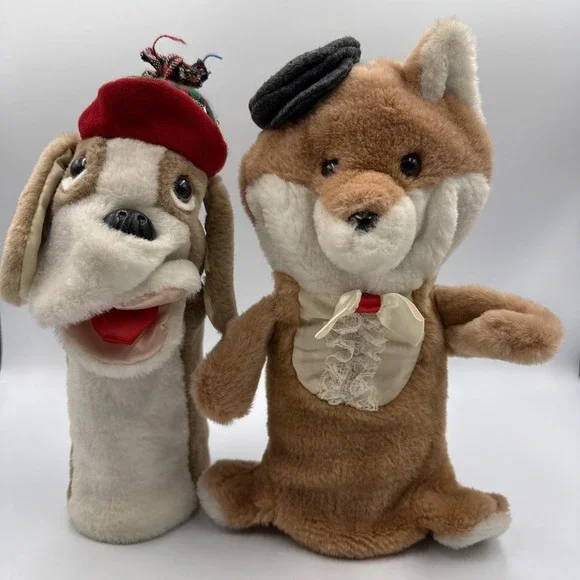 Vintage Fairway Friends Dog Puppet And Fox Puppet