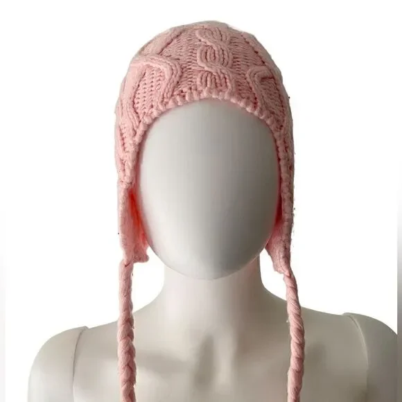 Girl’s Acrylic Knit Winter Hat with chin ties