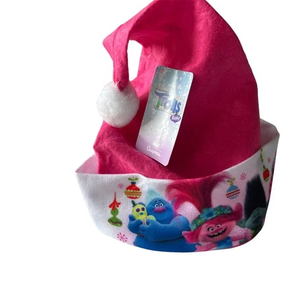 DreamWorks Trolls Holiday Pink Santa Hat Character Print Snowflake NWT 2020