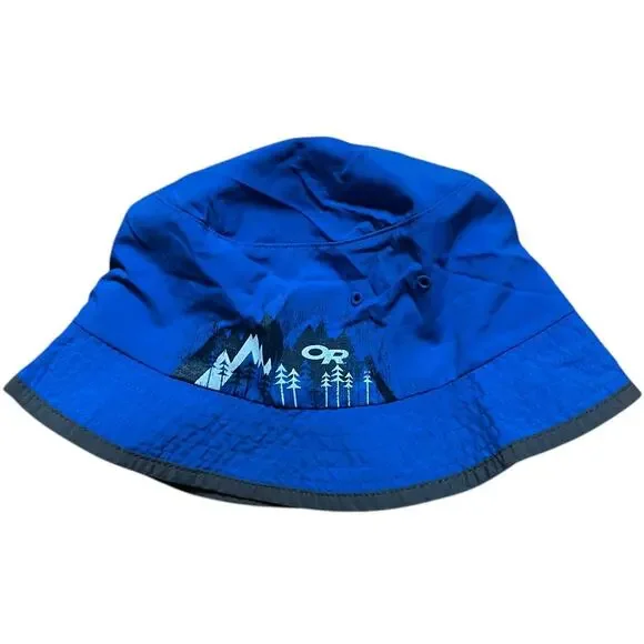 Ocean Pacific Boys Blue Bucket Hat Mountain Scene Size Large L 6-12Y