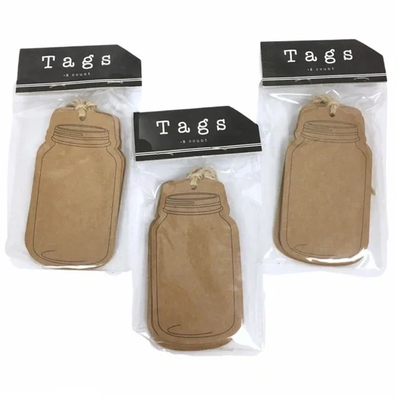 GIFT TAGS Ball Mason Jar Kraft Paper String 24 NWT Baby Bridal Shower Wedding