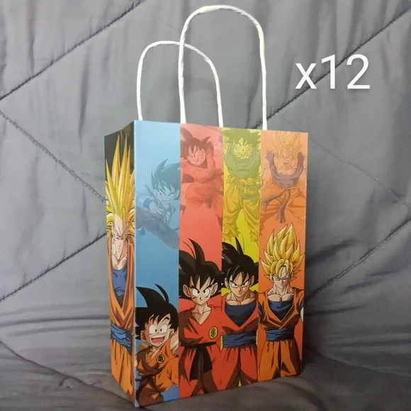 Dragon ball Anime x12 Paper Gift Bags Super Saiyan Goku Evolution Party Supplies