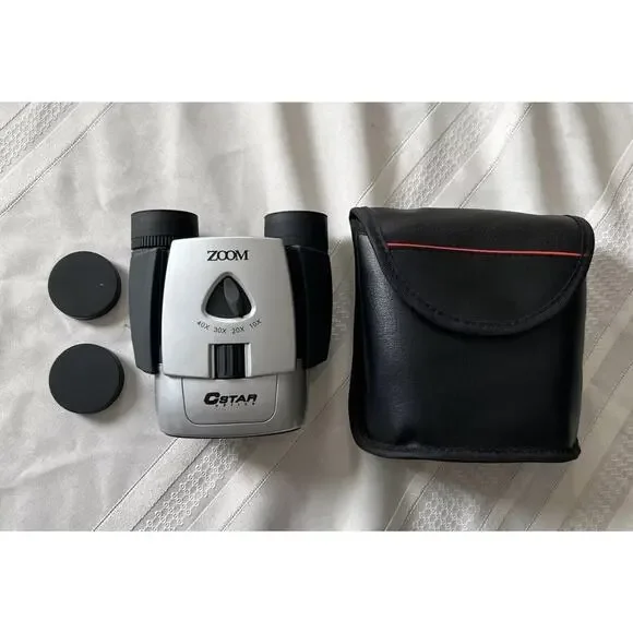 CStar Optics Zoom Binoculars Silver With Case And Lens Covers