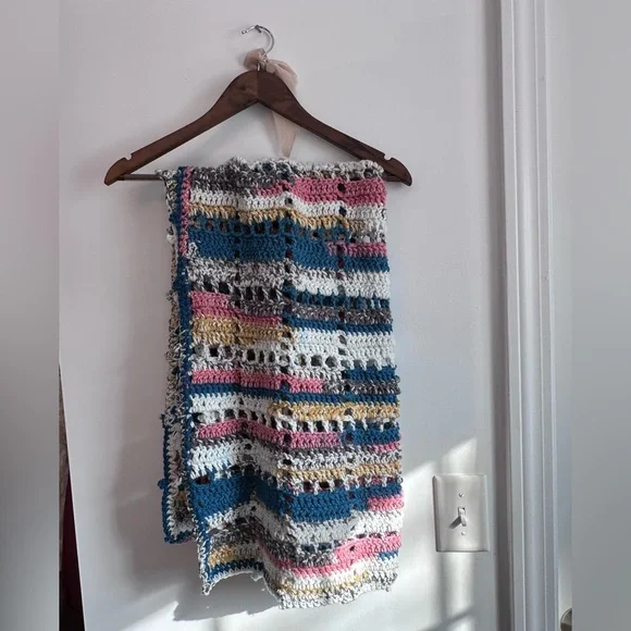 Handmade Cottage core Colorful Crochet Blanket