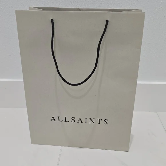 All Saints Cream Tote with Black Handles Paper Gift Bag