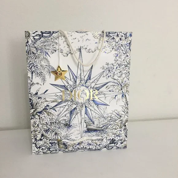 Dior 2022 Holiday Nautical Toile Gift Bag 17x14x6.5