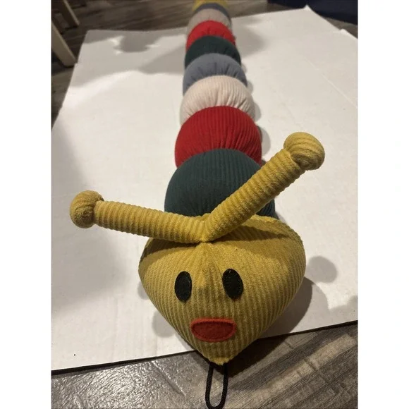 Happy‎ Corduroy Caterpillar Dog Puppy Toy Plush Squeaky Rattle Big Large 42