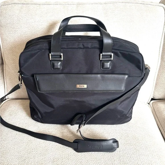 Tumi black nylon laptop/ tote bag