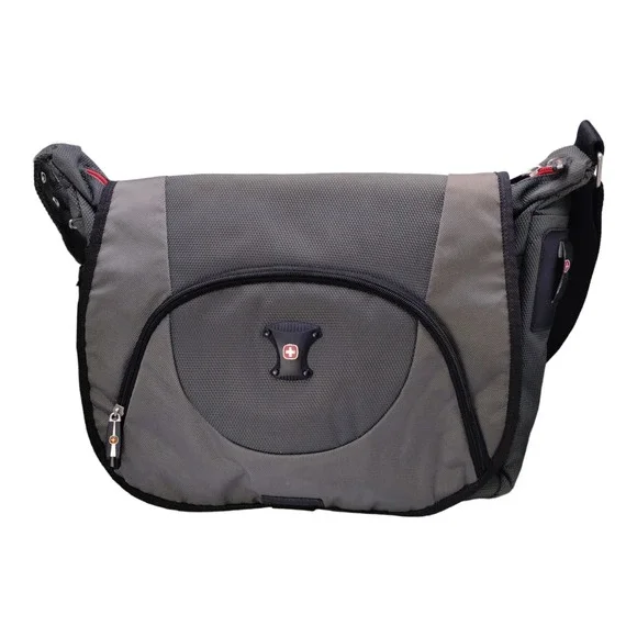 Swiss‎ Gear Laptop Messenger Bag Shoulder Cloth Gray Dark Grey Black Swissgear