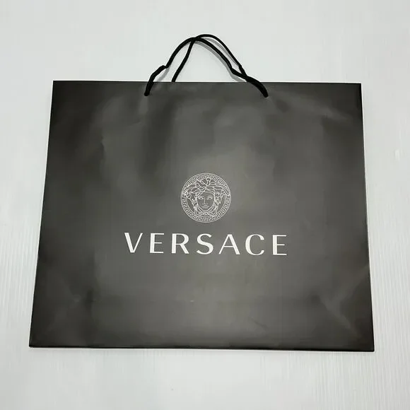 Versace 21”x17.5”x5.5” Authentic Black Shopping Paper Bag Gift Tote Extra Large