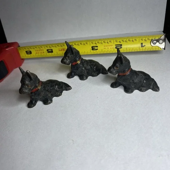 Vintage Hubley? Scottie‎ Dog Lot Of 3 Paperweight Figurines Scottish Terrier