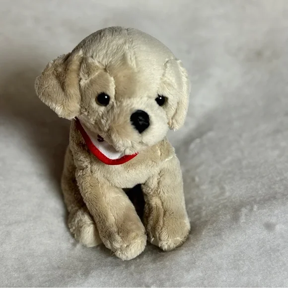 Tan Plush Cute Puppy Dog with Sheels Sporting Good Store Bandana Accessory