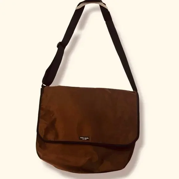 VTG KATE SPADE NY Brown Messenger Crossbody Bag USA Laptop Bag Academia