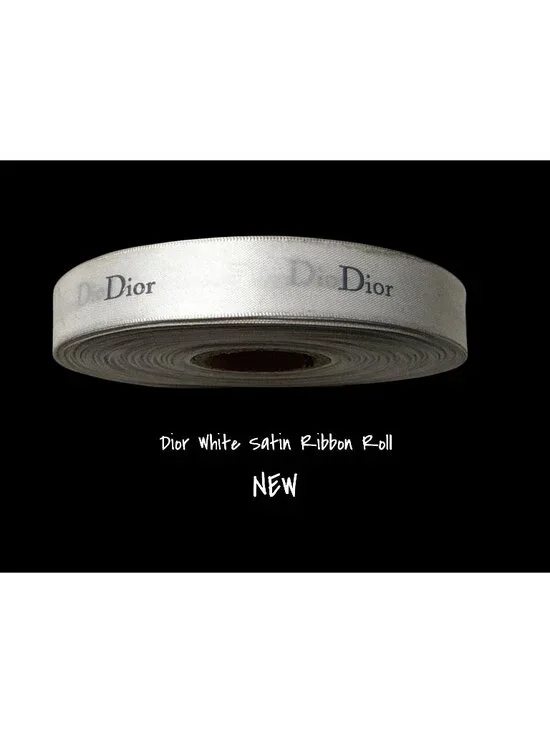 Dior White Satin Ribbon Roll 1 Inch Wide With Printed Logo 50M One Spool New