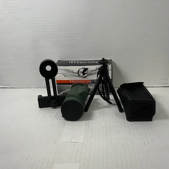 Compact Green Telescope with Tripod and Phone Adapter