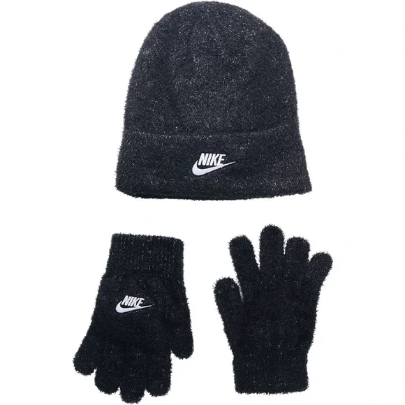 Nike Youth Twinkle Cozy Beanie & Glove Set Black NEW