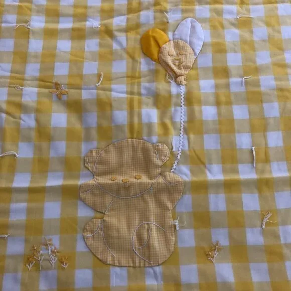 🛒 $15 Vintage Yellow Check Baby Blanket 51