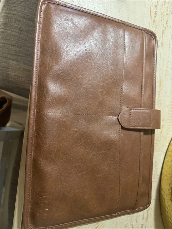 BEIS Brown Leather laptop/ Tablet Folio with Embossed Logo Unisex