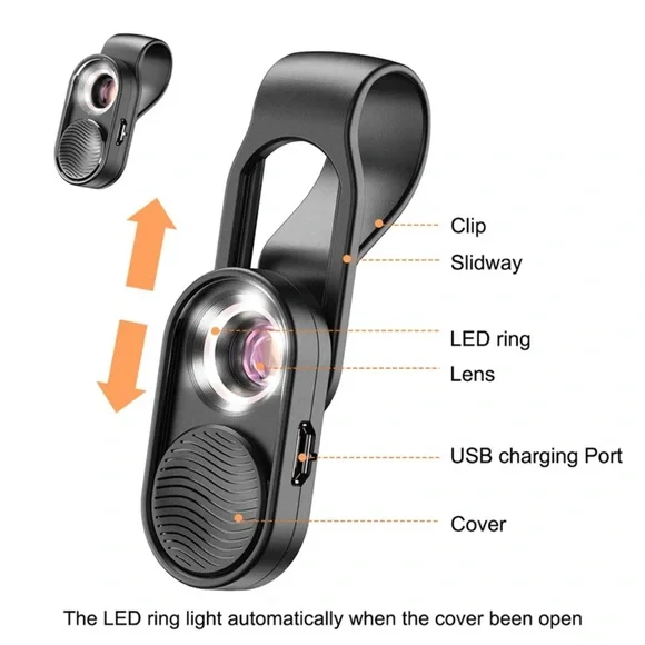 100X magnification microscope lens mobile LED Light micro pocket lenses