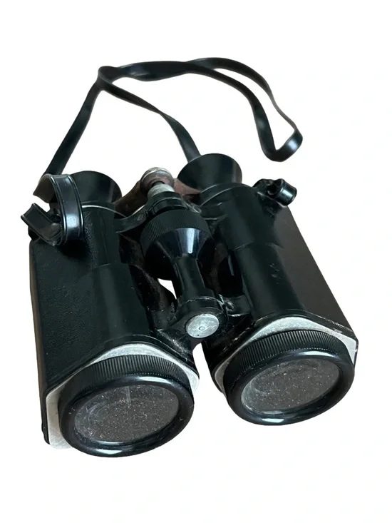 Vintage mid century wide angle binoculars with case black deco style no scratch