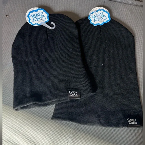 Cozy Zone Black Knit Beanies
