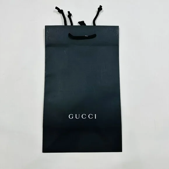 Gucci 15”X9”X5.5” Authentic Black Shopping Paper Bag Gift Tote Medium