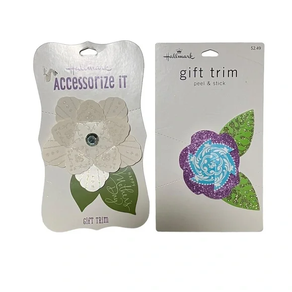 NEW Hallmark Gift Trim Peel & Stick Florals Lot of 2