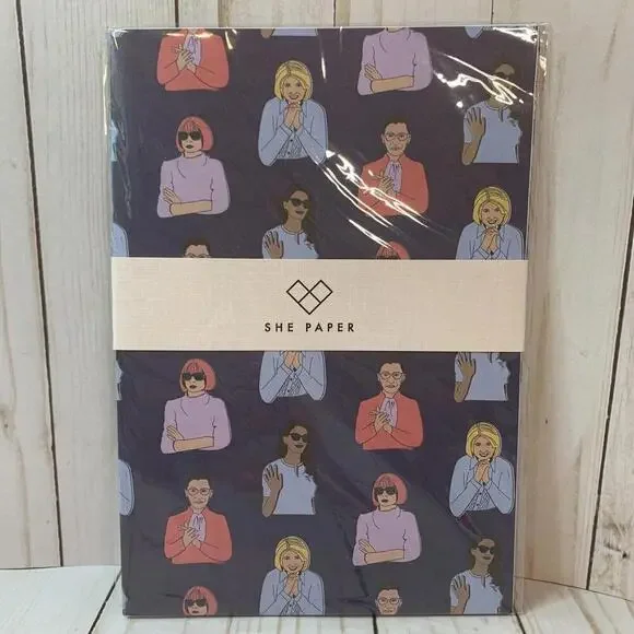 She Paper Boss Lady Luxury Gift Wrap RBG Martha Stewart 2 Sheets 19.5x27 New