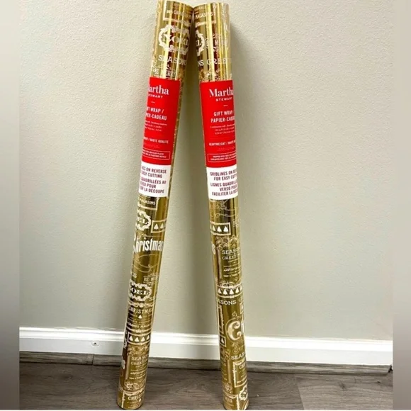 New! Martha Stewart gift wrapping paper, 2 rolls, 60 sq ft heavy duty Gold paper