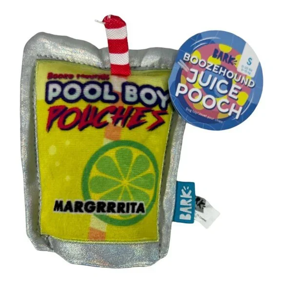 Bark box Dog Toy Boozehound Juice Pouch Squeaker Krinkle Size S