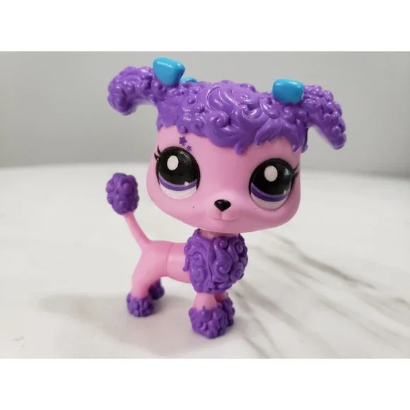 Littlest Pet Shop G7 Series 1 #2 Purple Pink Poodle‎ Purple Eyes LPS Dog