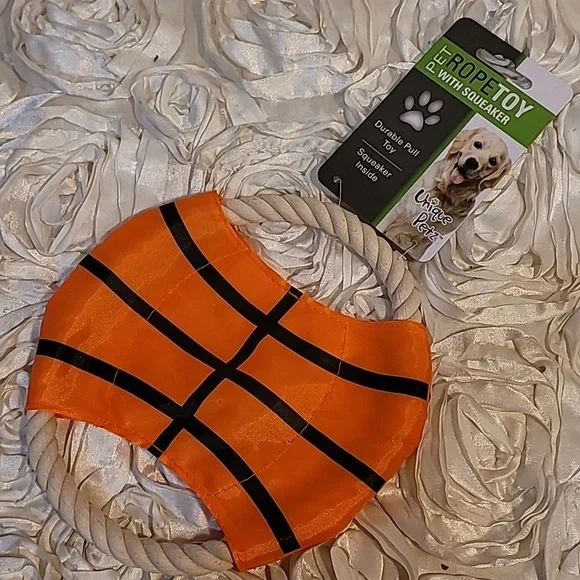 Dog Frisbee Toy Basketball Rope Toy With Squeaker New