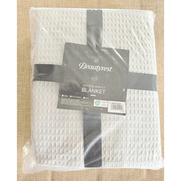 Beautyrest Waffle Weave Blanket Full/Queen Gray Textured‎ Coverlet Comforter NWT