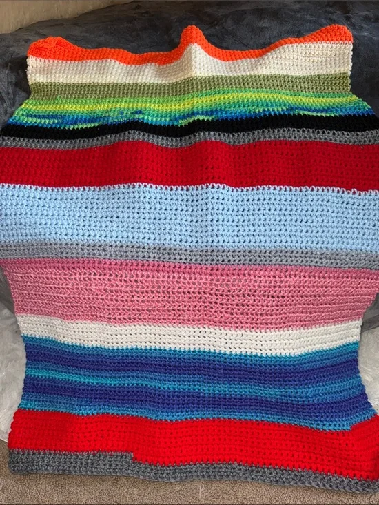 Colorful Striped Crochet Blanket - Multi