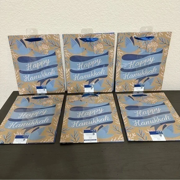 Celebrate It Happy Hanukkah Gift Bags 6 Packs 12 Bags Jewish Holiday Menorah