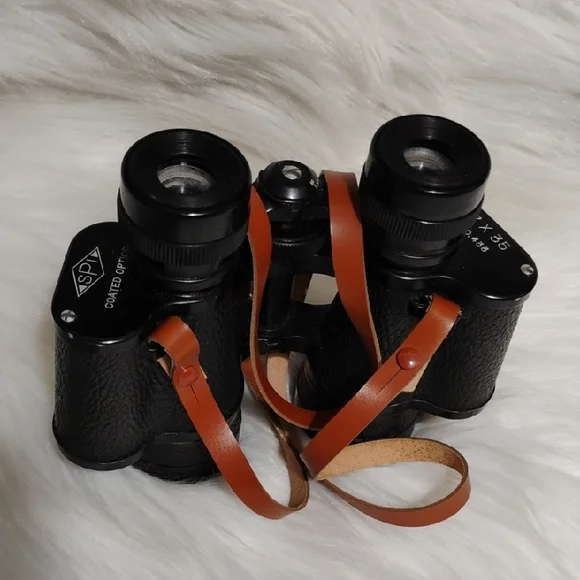 SPI Black Binoculars with Tan Strap 7x35