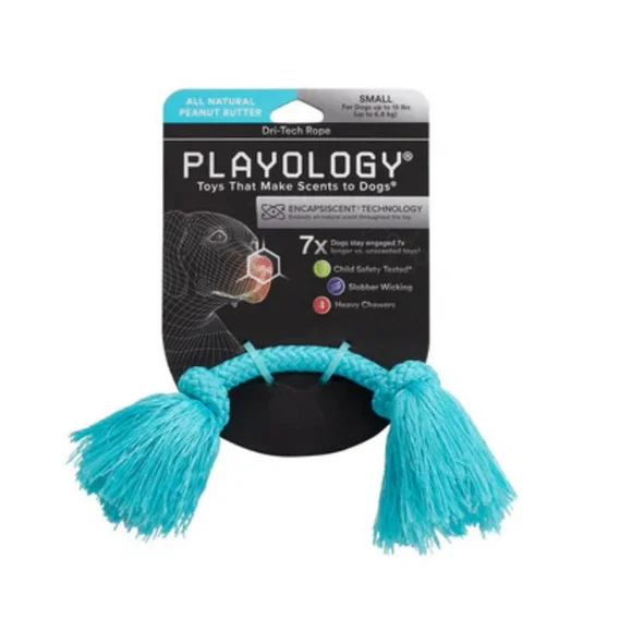 New Playology Dri-Tech Rope Peanut Butter Small Dog Up To 15 Pounds