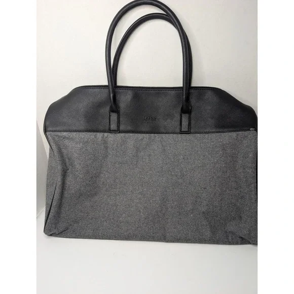 Hugo Boss Laptop Briefcase Bag Gray Felt Black Leather #ManOfToday Work Travel