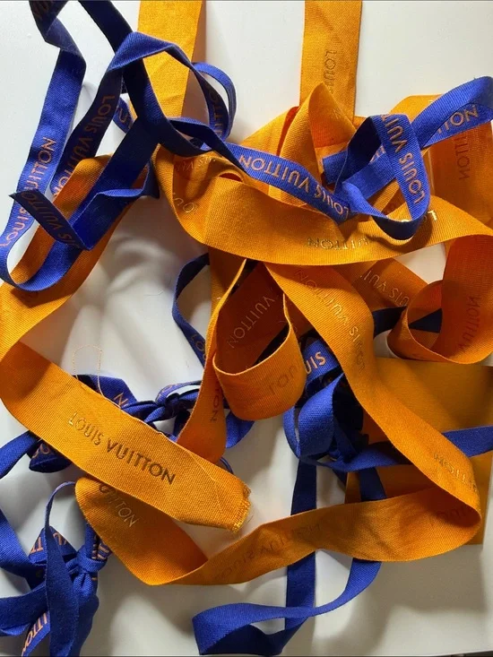 250 inches of Louis Vuitton Blue and Orange Logo Ribbons for gifting crafting
