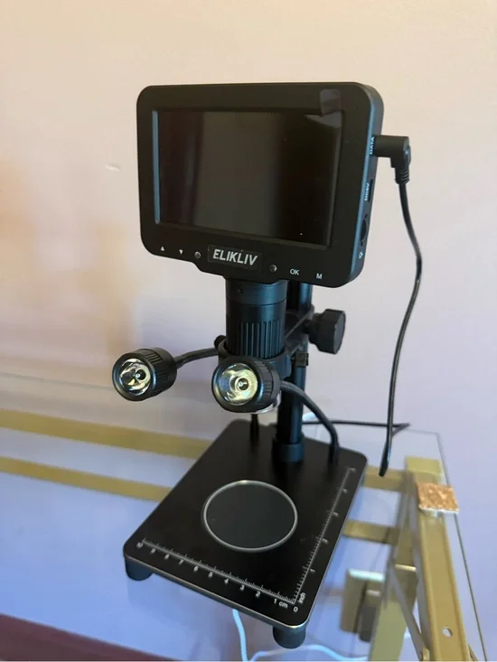 ELIKLIV Digital Microscope with Dual LED Lights - Black