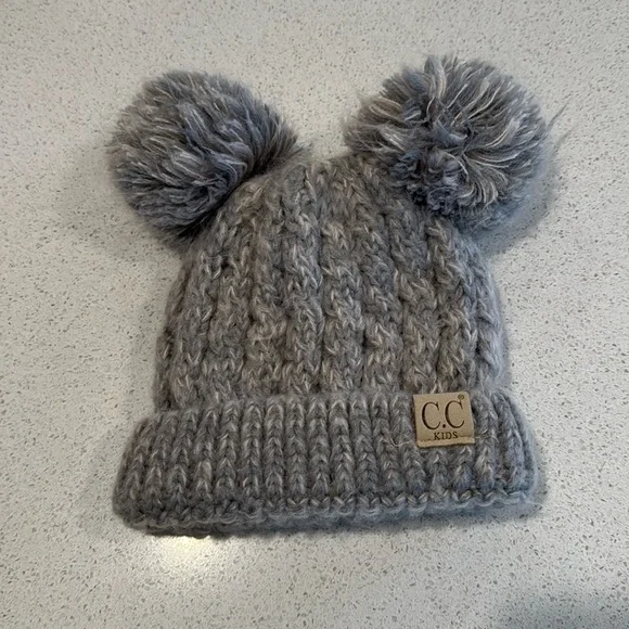 C.C. Kids Gray Pom-Pom Hat