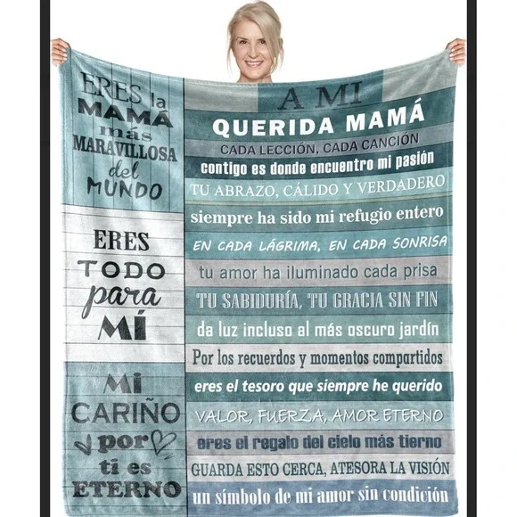 Spanish Mom Gift Blanket‎ 50x60 Brand New Still In Package Fuzzy Appreciation