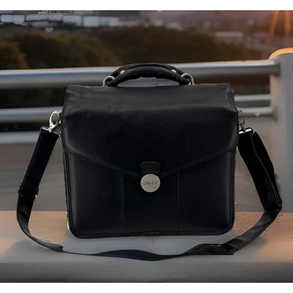Dell Heavy Duty Leather Laptop Briefcase Professional Messenger Shoulder Bag 12