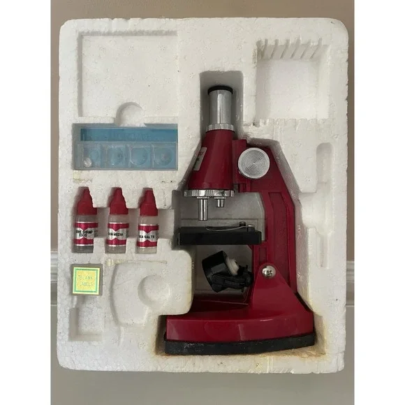 Vintage Tasco Microscope Model 60750-0 Red Plastic. Light Bulb Not Working