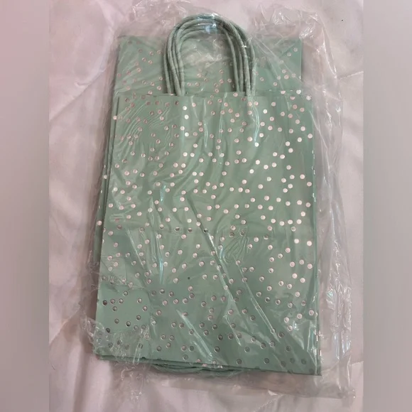 6 Silver Foil Dots Gift Bags - Spritz: Polka Dot Paper 8x10
