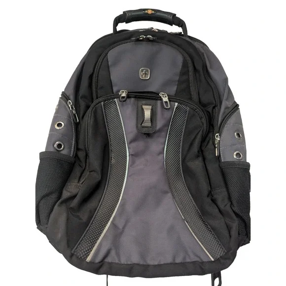 Wenger SWISSGEAR Synergy Laptop Backpack Black Gray Work School Travel Bag