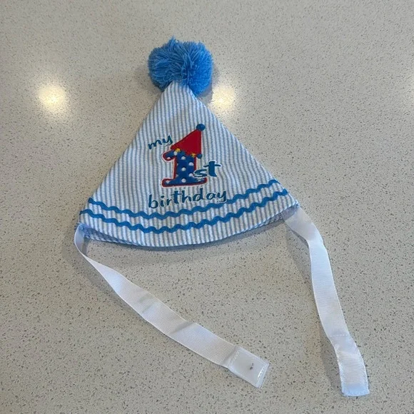Birthday Hat boys 1st birthday blue hat